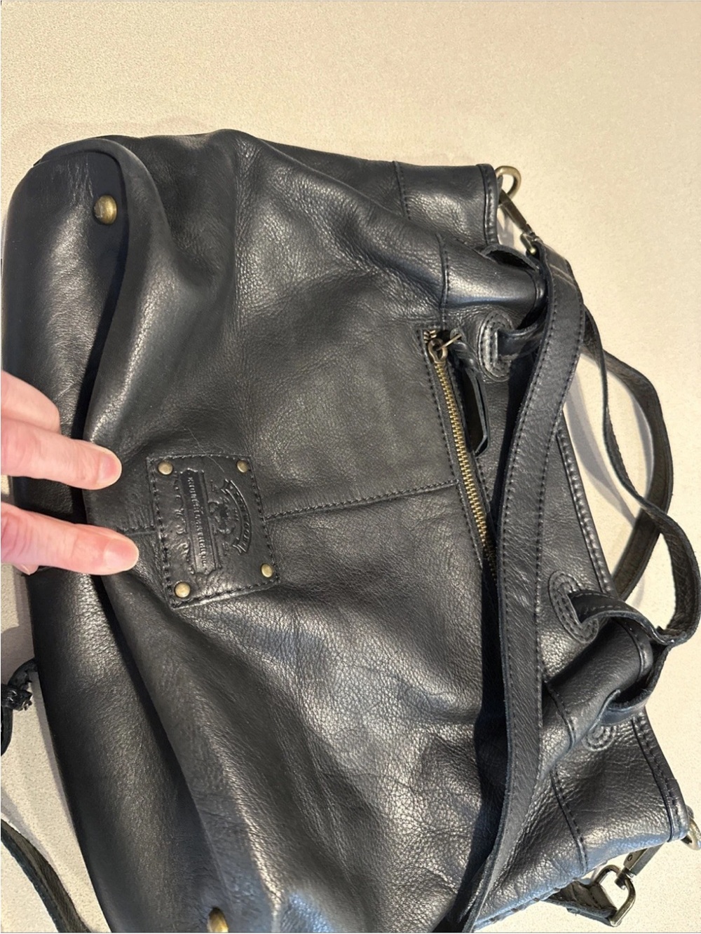 Black Woven Leather Bag - Classic satchel - Picture 2 of 4